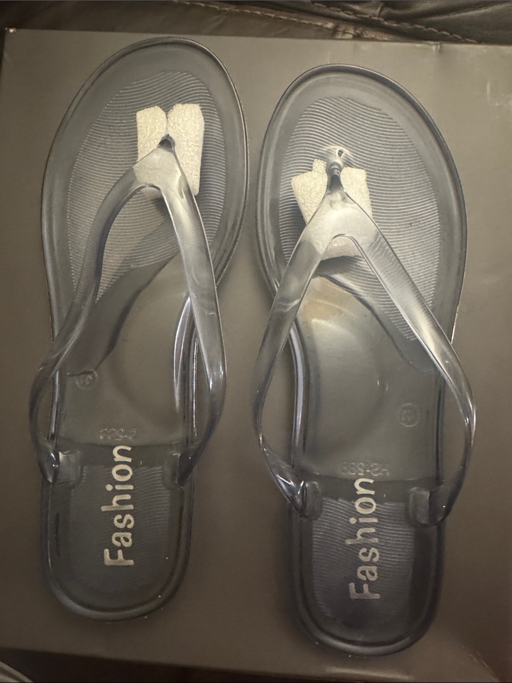 SHEIN Clear Gray Jelly Flip-Flop Sandals